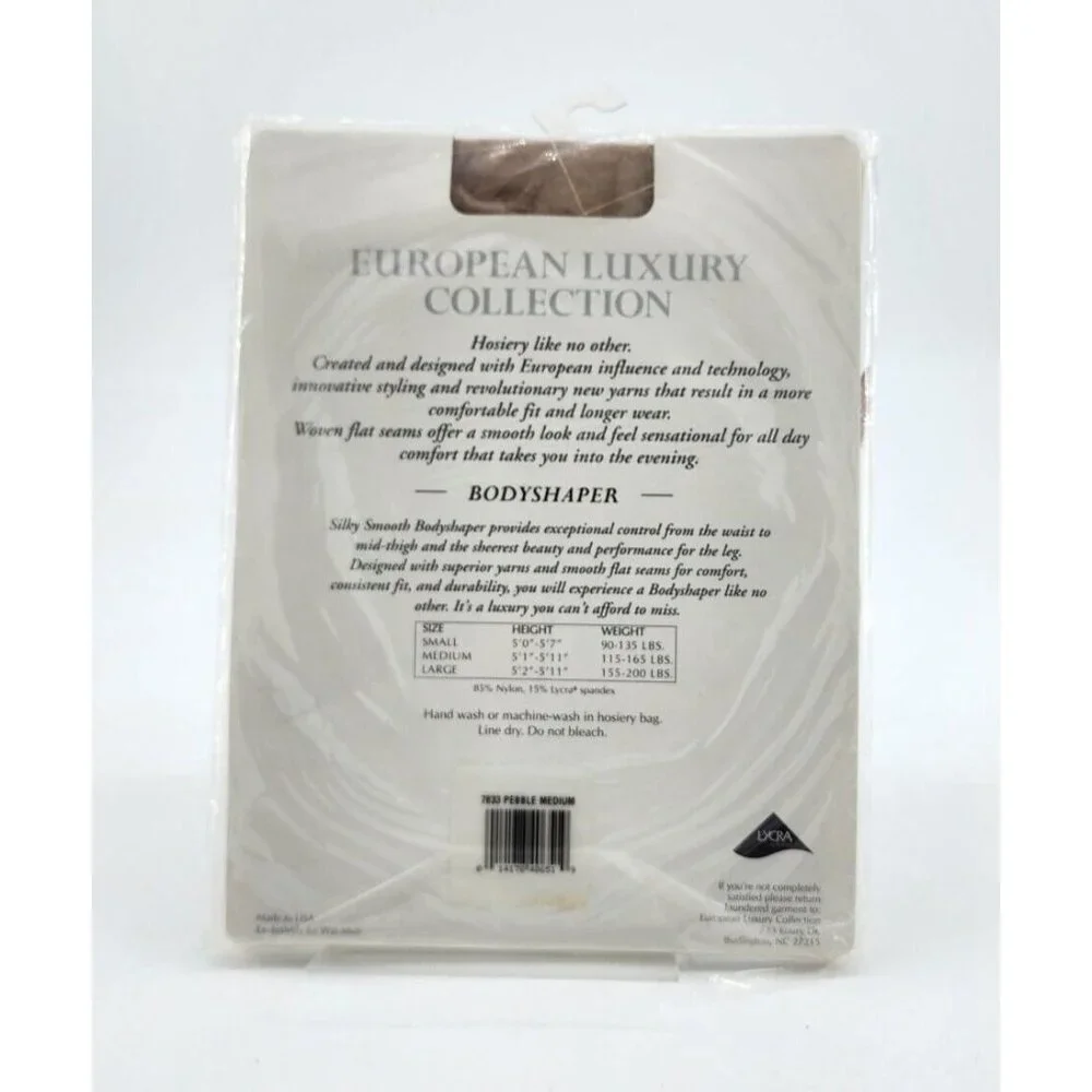 x2 European Luxury Collection Silky Smooth Bodyshaper Pantyhose Pebble Sz Medium